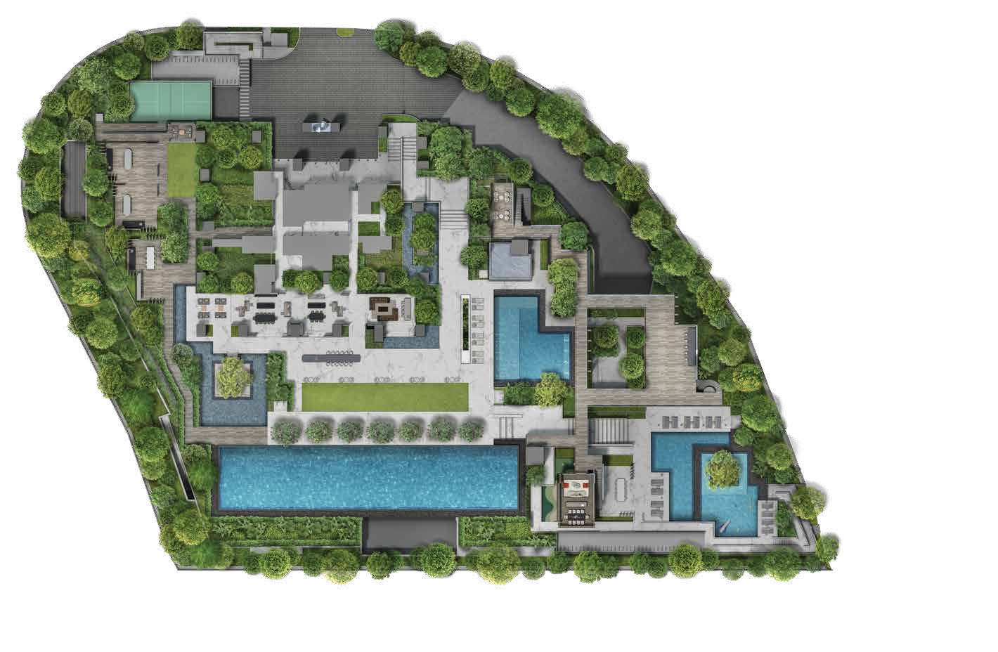 Site plan, basement 1 to level 1